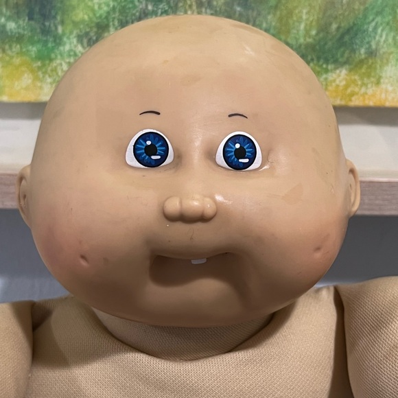 Cabbage Patch Kids CPK Baby Doll Bald Head Blue Eyes Tooth Dimples 1985 Vtg 80s - Picture 2 of 10